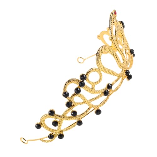 DECOMELODY Ägyptisches Schlangen Stirnband Goldene Hochzeitskrone für Braut Strassbesetztes Königliches Kopfstück Vielseitiges Halloween und Party Accessoire aus Robustem Legierungs Material von DECOMELODY
