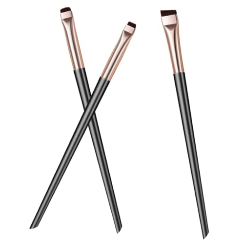 DECOMELODY Abgewinkeltes Eyeliner Pinselset Teilig Schwarz Gold Präziser Lidstrich und Augenbrauen Make Up Pinsel Professionelles Kosmetikwerkzeug für Zuhause und Salon Tragbar und von DECOMELODY