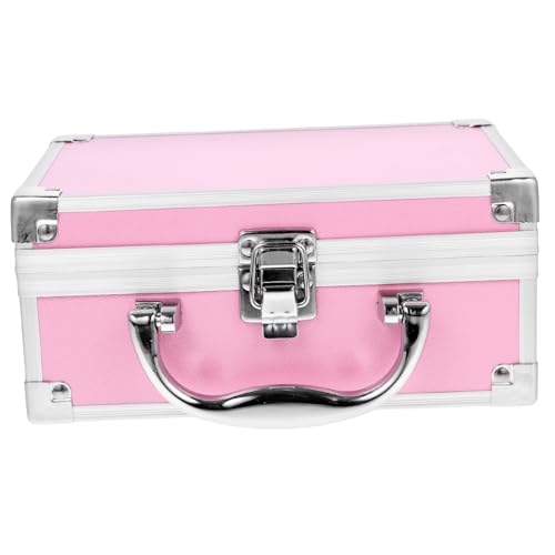 DECOMELODY Aluminiumlegierung Kosmetikkoffer Klein Tragbar Robust Make up Organizer Aufbewahrungskoffer Rosa für Nagelbedarf Friseure und Make up Künstler von DECOMELODY