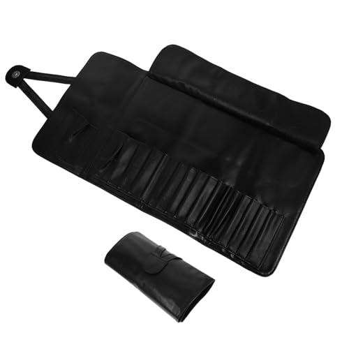 DECOMELODY Aufbewahrungstasche Für Make-up-Pinsel Make -up -bürstenreiniger Schalter Reiniger Für Make-up-Pinsel Reise-Make-up-pinselhalter Make-up-Taschen-Organizer Deckel Pro Wagen Pu Black von DECOMELODY