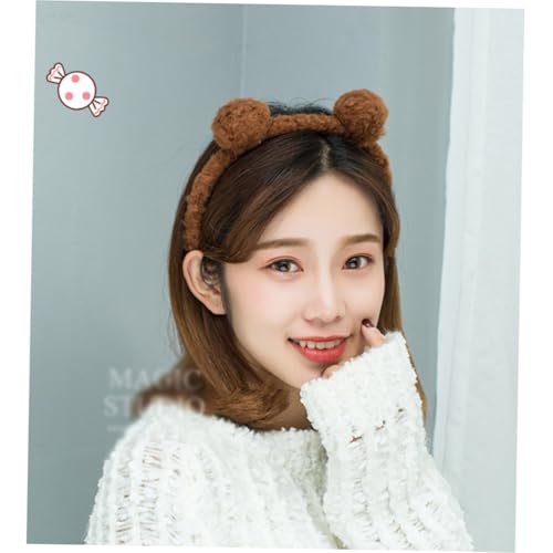 DECOMELODY Bär Ohren Plüschball Haarband Für Junge Mädchen Mädchen Mit Bärenohren-dekor Geeignet Für Partys Cosplay Und Feste in Dunkelbraun von DECOMELODY
