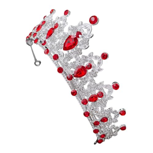 DECOMELODY Barock Brautkrone Rot Strass Tiara Hochzeit Kopfschmuck Damen Geburtstage Abschlussball Festliche Anlässe von DECOMELODY