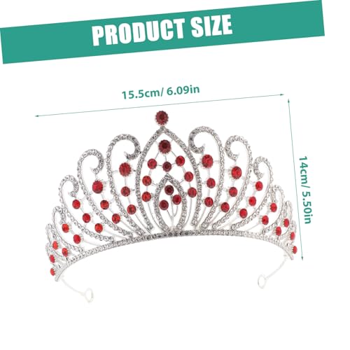 DECOMELODY Barocke Brautkrone mit Roten Strasssteinen Robuster Alloy Hochzeitsschmuck für Frauen Party und Haarkrone Festlicher Kopfschmuck für Geburtstage und Verlobungen von DECOMELODY