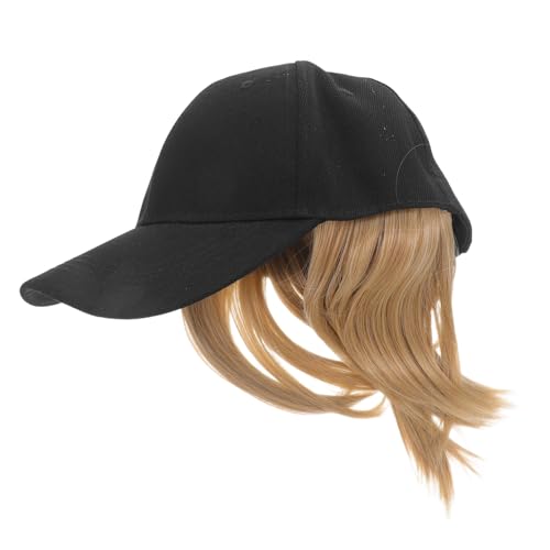 DECOMELODY Basecap Damen mit Haarverlängerung Kurz Gerade Perücke aus Hochtemperaturfaser Stilvolle Mütze für Alltag Party Schule und Reise von DECOMELODY