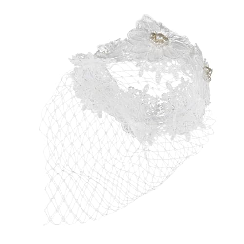 DECOMELODY Besticktes Damen Fascinator Haarband mit Großem Netz Gesichtsschleier Eleganter Brautschleier für Hochzeit Abendveranstaltung Cocktail und Besondere Anlässe von DECOMELODY