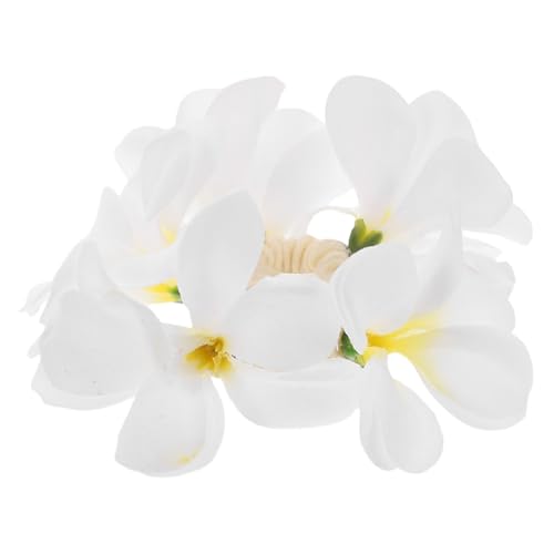 DECOMELODY Boho Plumeria Haargummi Weiß Elastisch Haarschmuck für Frauen Strand Ponytail Halter Vielseitig Einfach zu Stylen Elegant Frisur Zubehör von DECOMELODY