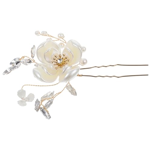 DECOMELODY Braut Haarnadel U Förmige Mehrlagige Blüten Haarschmuck für Hochzeit Damen Brautschmuck Perlen Haarpin für Brautjungfern und Festliche Anlässe von DECOMELODY