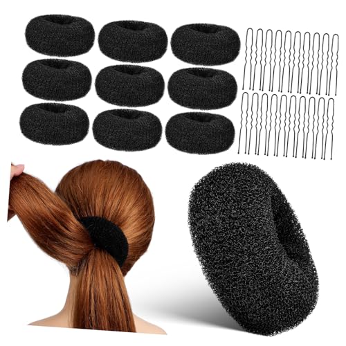 DECOMELODY Bun Maker Teilig Nylon Haar Donut Duttformer mit U Förmigen Haarklammern Kompakter Dutt Halter für Langes Haar Einfache Anwendung für Frauen von DECOMELODY