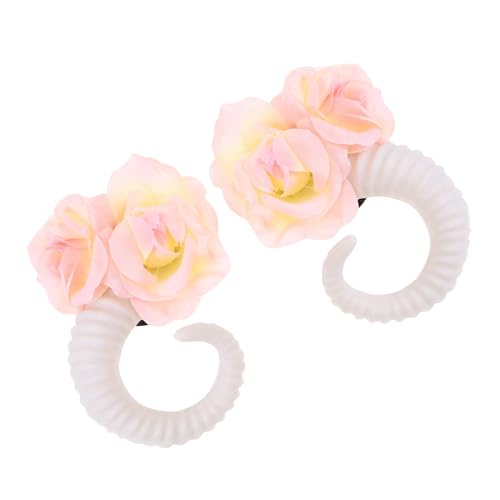 DECOMELODY Damen Haarreif mit Rosen und Widderhorn Design Dekoratives Kopfband Leichter Bequemer Kopfschmuck für Festival Party und Fotoshooting von DECOMELODY