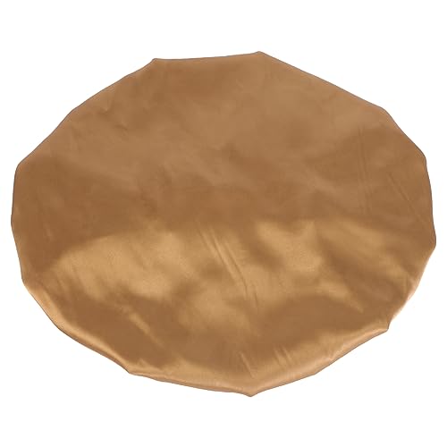 DECOMELODY Doppellagige Satin Duschhaube mit Rüschen für Damen Wiederverwendbar Elastisch Geeignet für Duschen Spa Make Up und Haarschutz Champagner von DECOMELODY