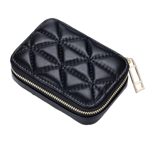 DECOMELODY Echtes Leder Kosmetiktasche Klein Langlebig Multifunktional für Lippenstift Ohrhörer Kleingeld Damen Outdoor Reise Organizer Schwarz von DECOMELODY