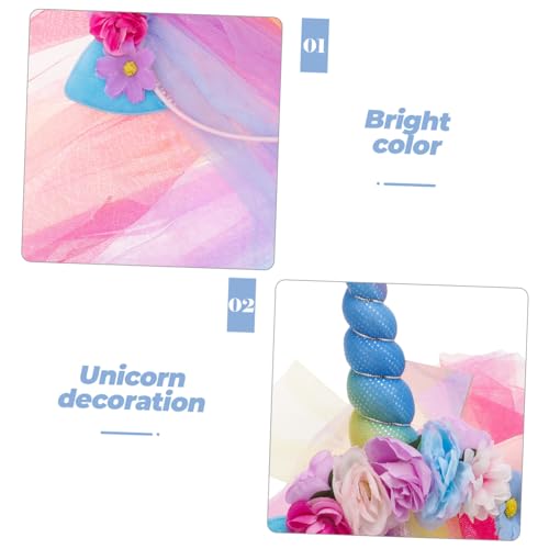 DECOMELODY Einhorn Haarreif mit Schleier Süßer Haarschmuck für Mädchen Rutschfester Kopfschmuck für Party und Geburtstagszubehör Modisches Accessoire für Karneval und Alltag von DECOMELODY