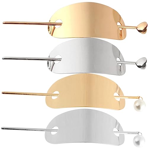 DECOMELODY 4stücke Pferdeschwanzmanschette Mit Clip Goldene Haarspangen Metallhaarspangen Für Damen Haarknoten-accessoires Clip Für Hohen Dutt von DECOMELODY