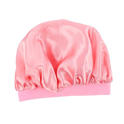 DECOMELODY Elastische Satin Schlafmütze Mit Breiter Krempe Nachtschlafmütze Für Damen Atmungsaktive Kopfbedeckung Für Haarschutz Wiederverwendbar in Rosa von DECOMELODY