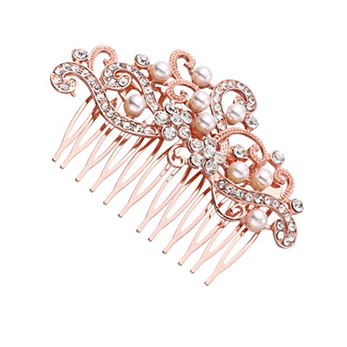 DECOMELODY Eleganter Braut Haarkamm mit Funkelnden Kristallen und Perlen Roségoldfarbenes Hochzeitsschmuck Accessoire für Damen Feines Design für Brautschmuck Party und Festliche Anlässe DECOMELODY Eleganter Braut Haarkamm mit Funkelnden Kristallen und Perlen Roségoldfarbenes Hochzeitsschmuck Accessoire für Damen Feines Design für Brautschmuck Party und Festliche Anlässe von DECOMELODY