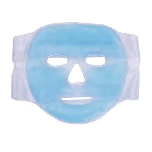 DECOMELODY Gel Kalt Warm Kompressen Gesichtsmaske aus PVC Wiederverwendbar für Geschwollene Augen Augenringe und Entspannung Volle Gesichtsbedeckung Flexibel und Komfortabel Blau von DECOMELODY