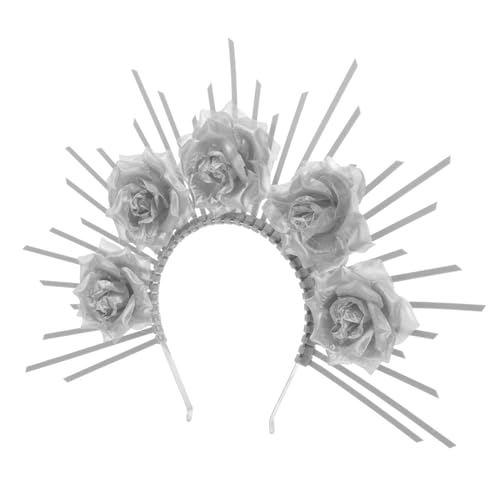 DECOMELODY Göttinnen Cosplay Stirnband mit Silbernem Blumen Kopfschmuck für Damen Vielseitiger Haarschmuck für Partys Hochzeiten Engagements und Festliche Anlässe von DECOMELODY