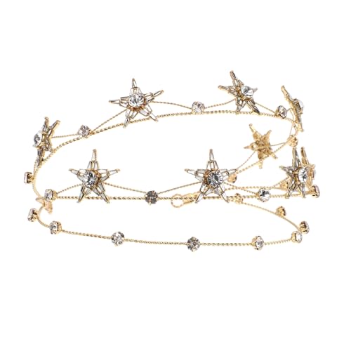 DECOMELODY Goldene Brautkrone mit Funkelnden Sternen und Strass Prinzessin Diadem Haarreif für Hochzeit Party und Besonderen Anlass Handgefertigtes Accessoire für Damen von DECOMELODY
