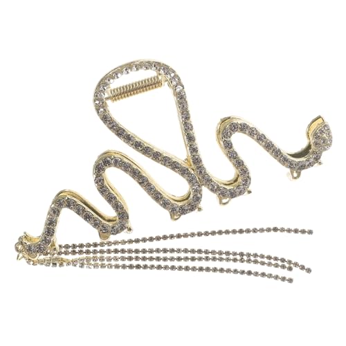 DECOMELODY Goldener Haarkrallenclip Schlange mit Strass und Quaste Metallischer Haarklammer für Frauen Rutschfest für Dickes Haar Eleganter Haarschmuck für Alltag Party und Hochzeit von DECOMELODY
