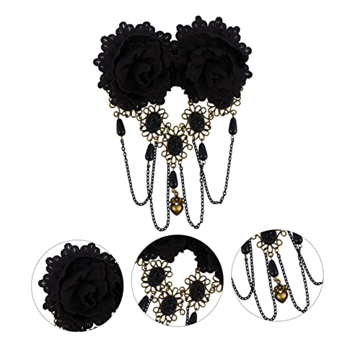 DECOMELODY Gothic Spitzen Haarnadel mit Blumen und Quasten Eleganter Haarschmuck für Damen Leicht Stabil für Halloween Party Hochzeit Tanz und Festliche Anlässe von DECOMELODY