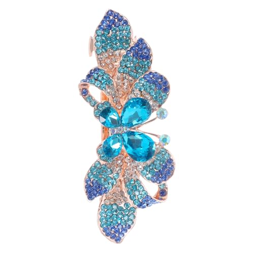 DECOMELODY Große Blaue Strass Haarklammer Metall Haarschmuck Glitzernde Haarspange für Dickes Haar Damen Styling Alltag Party von DECOMELODY