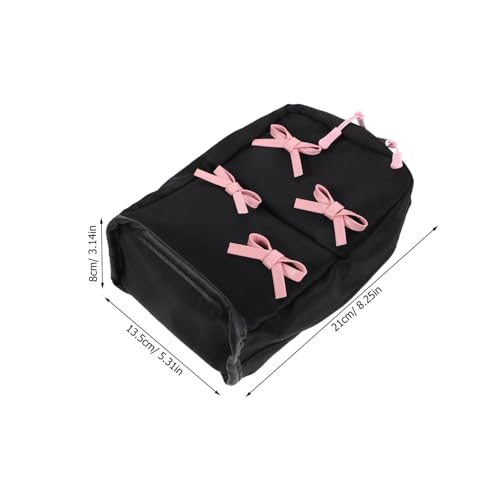 DECOMELODY Große Kosmetiktasche mit Reißverschluss und Schleifenakzent Nylon Make Up Organizer mit Mehreren Fächern Geräumige Kulturtasche für Reisen Studentenwohnheim und Tägliche von DECOMELODY