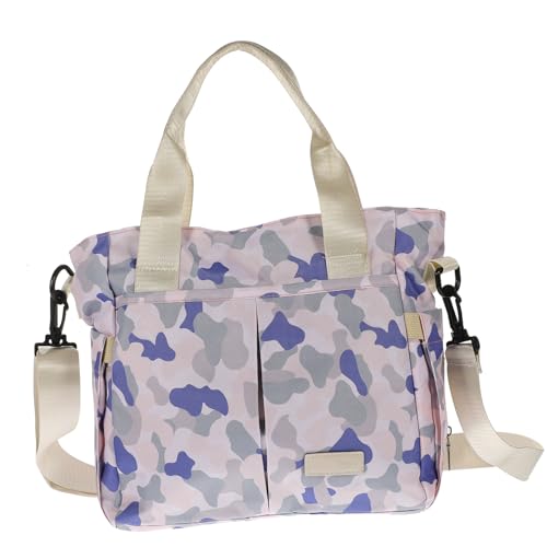 DECOMELODY Große Multifunktionale Wickeltasche für Extra Weitem Reißverschluss Geräumiger Aufteilung Robustem Material und Modischem Blau camouflage design für Eltern Unterwegs von DECOMELODY