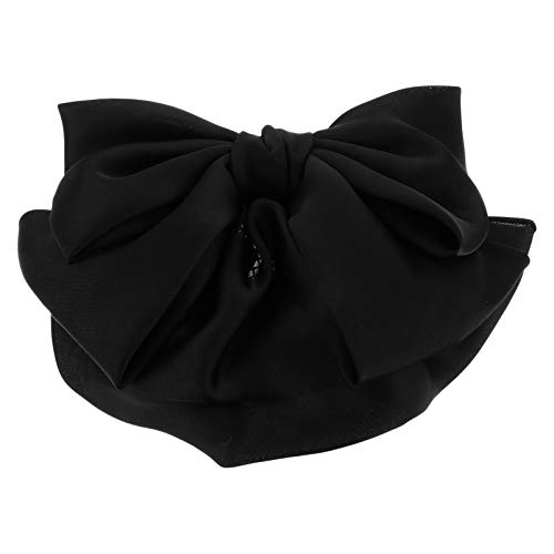 DECOMELODY Haarnetz Mit Schleife Haarspange Für Damen Polyester Haarschmuck Schwarz Elegant Für Abendkleider Und Business Outfits von DECOMELODY