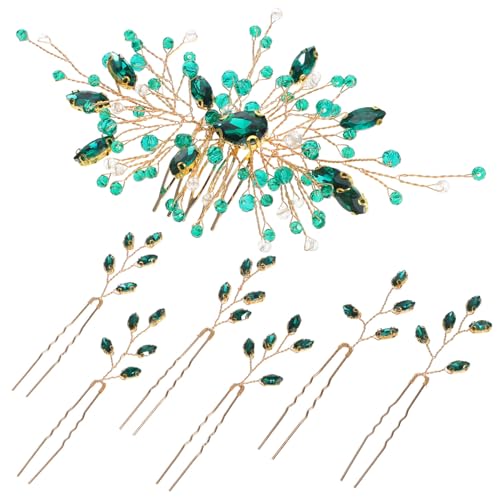 DECOMELODY Grünes Haarschmuck Teilig Strass Haarkämme und Haarnadeln für Hochsteckfrisuren Eleganter Brautschmuck Vielseitig Einsetzbar für Damen und Festliche Anlässe von DECOMELODY
