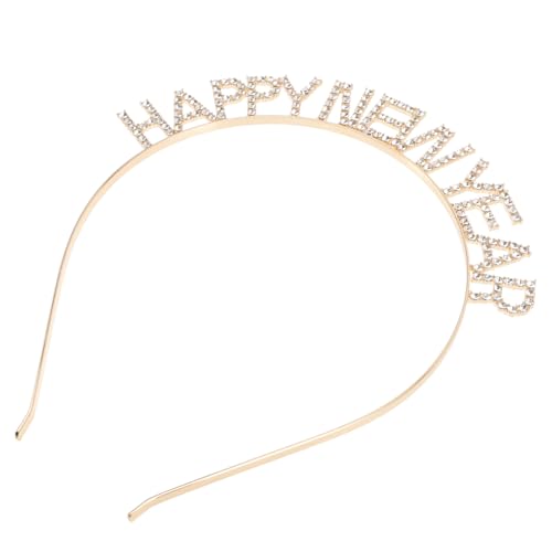 DECOMELODY Haarreif Silvester Party Haarband mit Goldfarbenen Kristallbuchstaben Leichtes Festliches Kopfschmuck für Neujahrsfeier Modisches Accessoire für Unvergessliche Fotos und Fröhliche von DECOMELODY