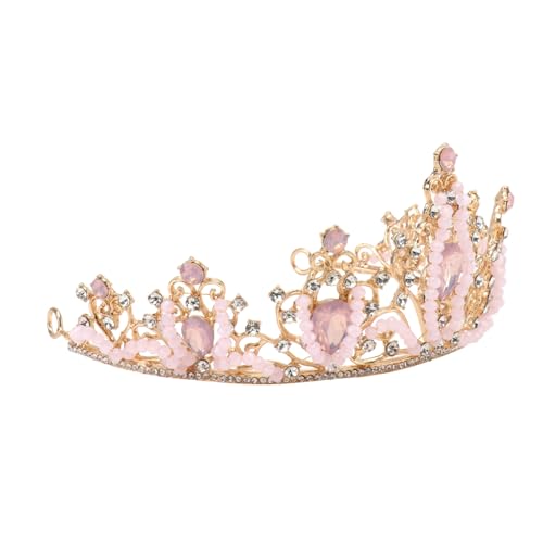 DECOMELODY Haarschmuck Rosa Krone mit Strasssteinen Stabiles Stirnband für Mädchen Geschenkidee für Geburtstagsfeier und Festliches Styling von DECOMELODY