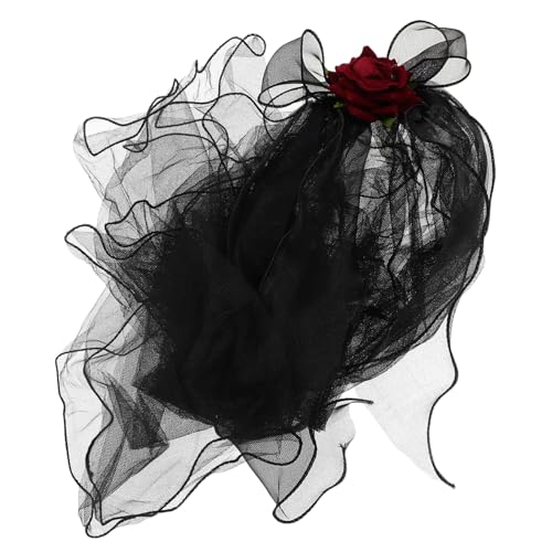 DECOMELODY Schwarzer Schleier Für Halloween Floraler Kopfschmuck Für Damen Accessoires Für Tote Bräute Gothic-kopfschmuck Für Frauen Brautkopfschmuck Für Karneval Und Renaissance Events von DECOMELODY