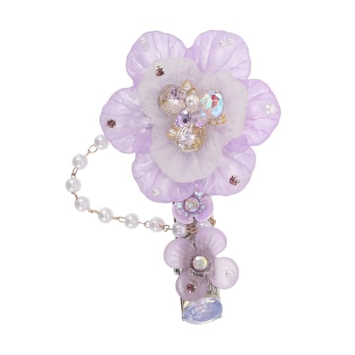 DECOMELODY Handgefertigte Resin blumen haarspange mit Perlen tasseln Seitlicher Haarklammer für Frauen Leichter Braut schmuck für Hochzeiten und Festliche Anlässe Sanfter Halt ohne von DECOMELODY