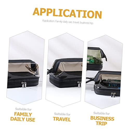 DECOMELODY Handliche Kosmetiktasche Damen Doppelter TPU Nass Trocken Trennung Reise Make Up Organizer mit Reißverschluss und Aufhängeschlaufe Wasserabweisend für Kosmetik und von DECOMELODY