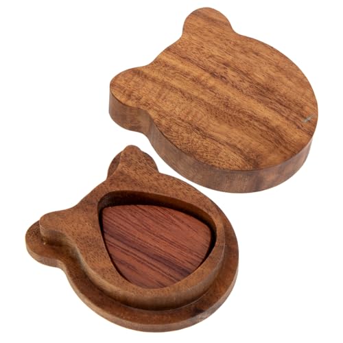 DECOMELODY Holz Gitarren Plektrum Set mit Ergonomischem Design Langlebiger Gitarren Pick Halter Kleiner Tragbarer Pick Organizer für Akustik Bassgitarre Praktisches Set für Gitarristen von DECOMELODY