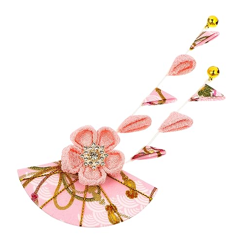 DECOMELODY Japanischer Haarschmuck Damen Quasten Haarclip mit Kirschblüten Eleganter Kimono Fächer Stil Langlebiges Material Modisches Zubehör für Traditionelle und Moderne Outfits von DECOMELODY
