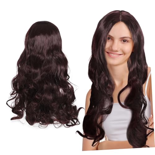 DECOMELODY Lange Gewellte Perücke für Frauen mit Mittelscheitel Hitzebeständiges Synthetisches Haar Natürlicher Look Weiche Textur Bequem für Alltag Party und Cosplay Rotbraun von DECOMELODY