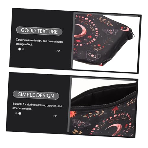DECOMELODY Leichte Tragbare Kosmetiktasche mit Reißverschluss Mondphasen Blumenmuster aus Robustem Polyester Makeup Organizer für Damen als Reise und Kulturtasche für Alltag und Urlaub von DECOMELODY
