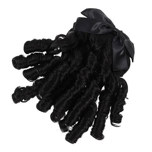 DECOMELODY Lockige Damen Perücke Schwarz Pferdeschwanz Haarteil Perücke Für Frauen Kopf Schmuck von DECOMELODY