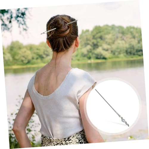 DECOMELODY Minimalistischer Haarschmuck Damen Silberner Haarnadel Metall Haarschieber für Dutt Styling Elegant und Stabil Alltag und Fest Geeignet von DECOMELODY