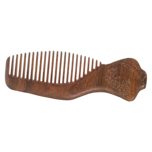 DECOMELODY Natürlicher Sandelholz Kamm mit Feinen Zähnen Antistatischer Haarkamm zur Kopfhautmassage Fördert Durchblutung und Haarausfall Tragbarer Holzkamm für Frauen und Lockenpflege von DECOMELODY