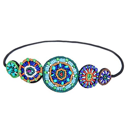 DECOMELODY Elastisches Perlen Stirnband Vintage Stil Schmucksteinbesetztes Haarband für Damen Einheitsgröße für Hochzeiten Partys Reisen von DECOMELODY