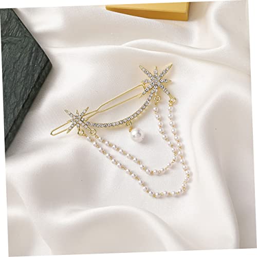 DECOMELODY Perlen Strass Haarklammer Damen Ketten Quaste Haarspange Eleganter Haarschmuck für Mädchen Vielseitig für Hochzeit Geburtstag und Alltag von DECOMELODY