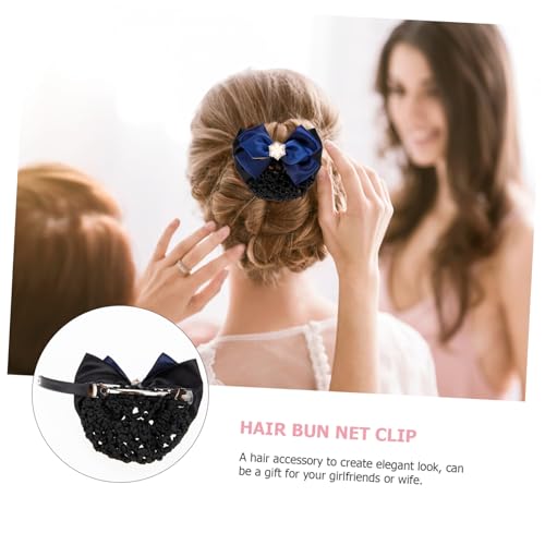DECOMELODY Perlen haarnetz mit Schleifen dekor Elastisches Haarnetz für Dutt Feines Mesh Bun Cover Haarschmuck für Damen Geeignet für Beruf Schule und Festliche Anlässe von DECOMELODY