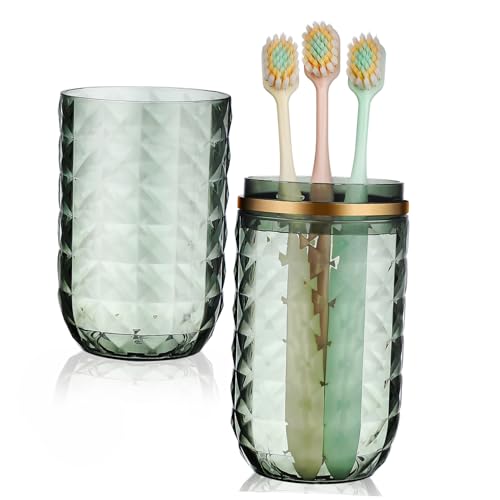 DECOMELODY Reise Zahnbürstenetui mit Mundspülbecher Wiederverwendbares Robustes Zahnbürsten Etui aus Langlebigem Material Einzigartiges Design Zahnbürstenhalter und Bad Becher für Unterwegs von DECOMELODY