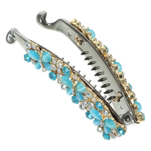 DECOMELODY Rhinestone Bananenspange Haarclip mit Cat Eye Schmuck Blau Stabiler Haarklammer für Frauen Glitzernder Pferdeschwanzhalter Modisches Jahre Haaraccessoire für Alltag und Party von DECOMELODY