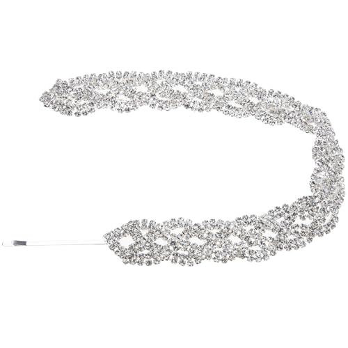 DECOMELODY Rhinestone Strass Haarspange für Damen Silbernes Geflochtenes Haarband mit Glitzer Eleganter Haarschmuck für Hochzeit Party und Festliche Anlässe von DECOMELODY