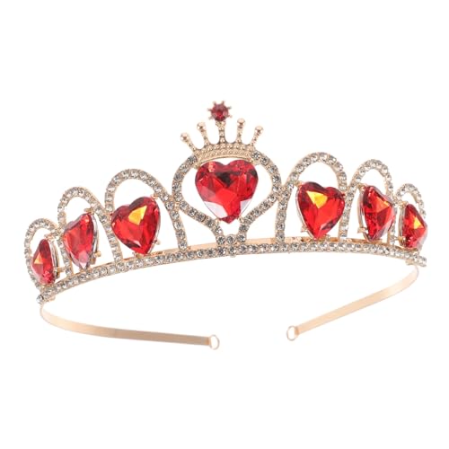 DECOMELODY Rote Haarschmuck mit Kristallperlen Bequemer Braut Tiara Haarreif für Hochzeit Einfach zu Tragen Sicherer durch Integrierte Kämme Eleganter Prinzessinnen Kopfschmuck von DECOMELODY
