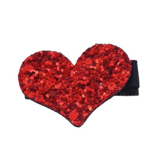 DECOMELODY Rote Pailletten Haarspange Damen Herzform Glitzernder Alligator Clip Modischer Haarschmuck für Mädchen Party Hochzeit Alltag von DECOMELODY