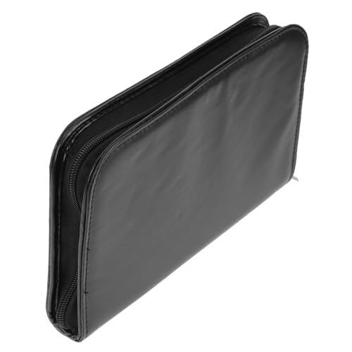 DECOMELODY Schminkpinsel Tasche PU Zip Kosmetiktasche Schwarz Groß Fassungsvermögen Wasserabweisend Damen Reise Make Up Organizer von DECOMELODY